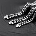 Men's Trendy Titanium Steel Cuban Link Chain Stainless Jewelry Buckle Necklaces