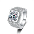 NeeTim D Color 10 Carat Moissanite Ring for Men S925 Sterling Silver Plated with White Gold Luxury Man Wedding Ring Fine Jewelry