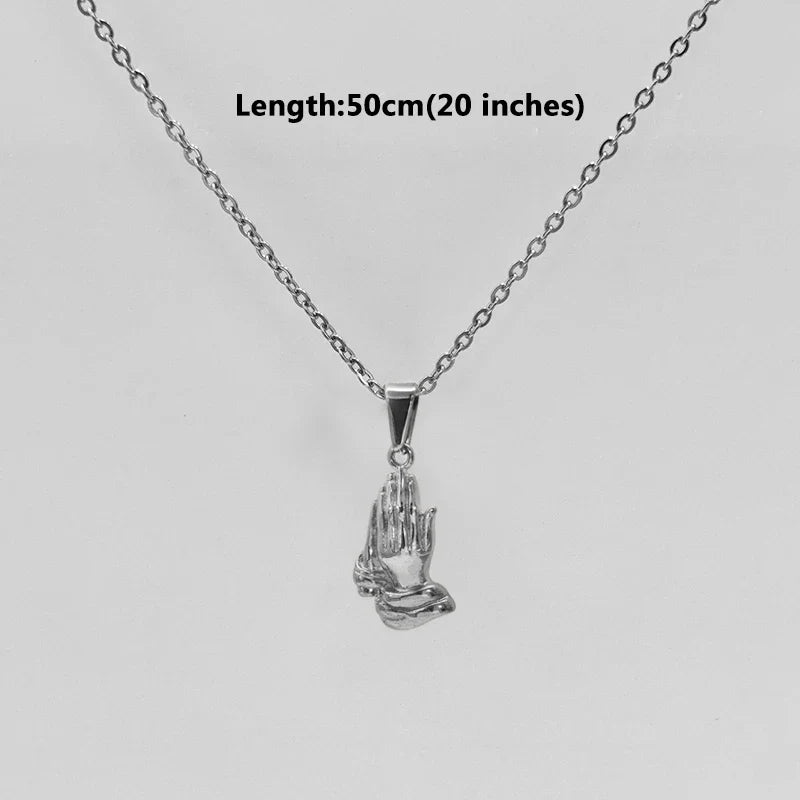 Hip Hop Style Praying Hands Pendant 18k Gold Plated stainless steel charms Men's Jewelry Accessories
