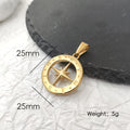 Hip Hop Men 18K Gold Plated Stainless Steel Compass Pendant North Star Charm Necklace Waterproof Jewelry For Men Gift