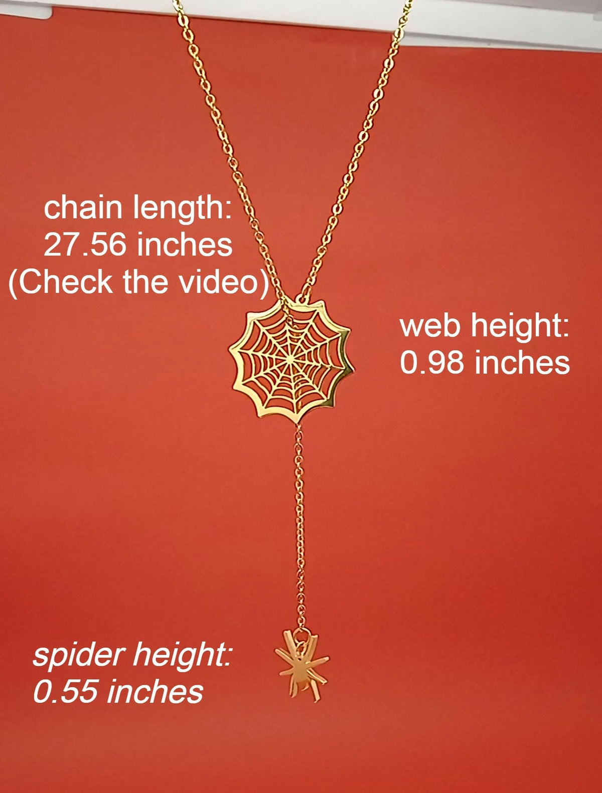 18k Gold Spider Necklace | Spider Charm Pendant | Halloween Necklace |