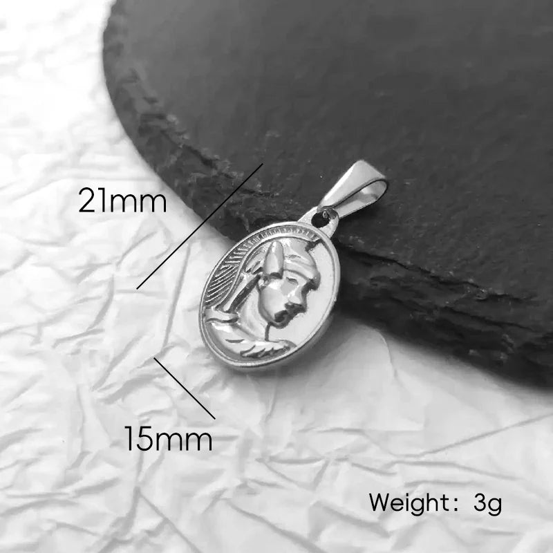 Roman Centurion Pendant 18K Gold Plated 18K Gold Plated Oval Portrait Charm Vintage Military Style Jewelry Necklace for Men
