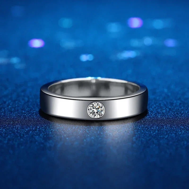 NeeTim 4mm Moissanite Ring for Men 925 Sterling Silver Gemstone Lab Diamond Gold Plated Rings Wedding Engagement Band Jewelry