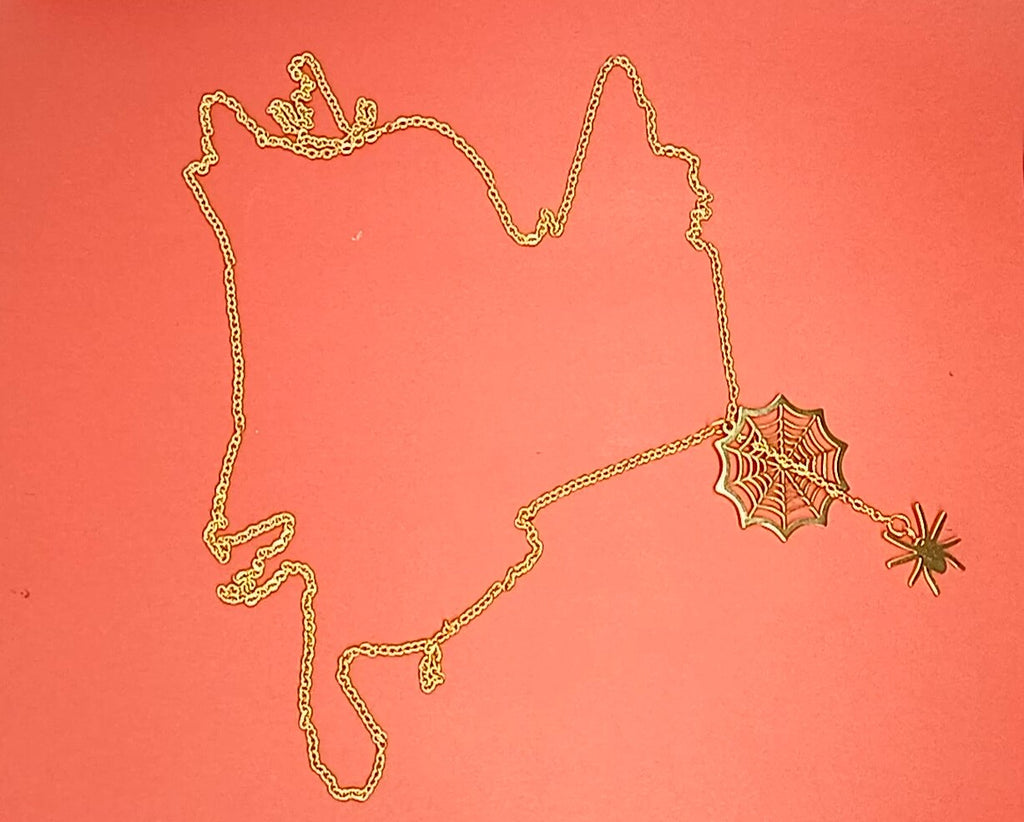 18k Gold Spider Necklace | Spider Charm Pendant | Halloween Necklace |