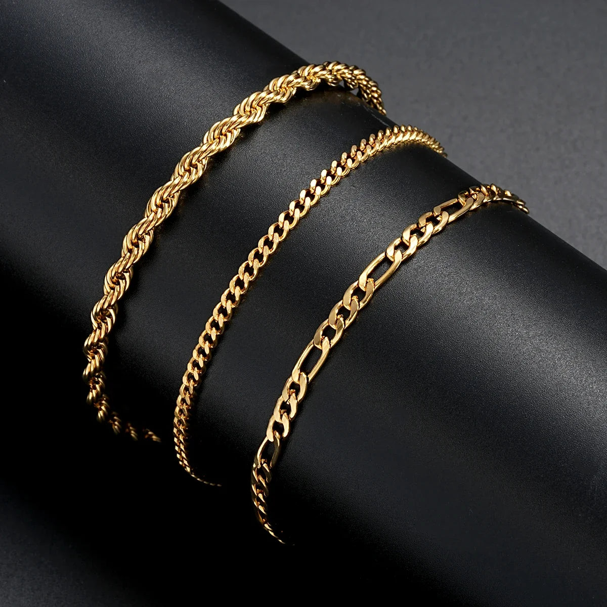 3pcs/set Stainless Steel Punk Cuban Chain Bracelet for Men Minimalist Silver Color Hip Hop Bracelet Party Fashion Jewelry Gifts