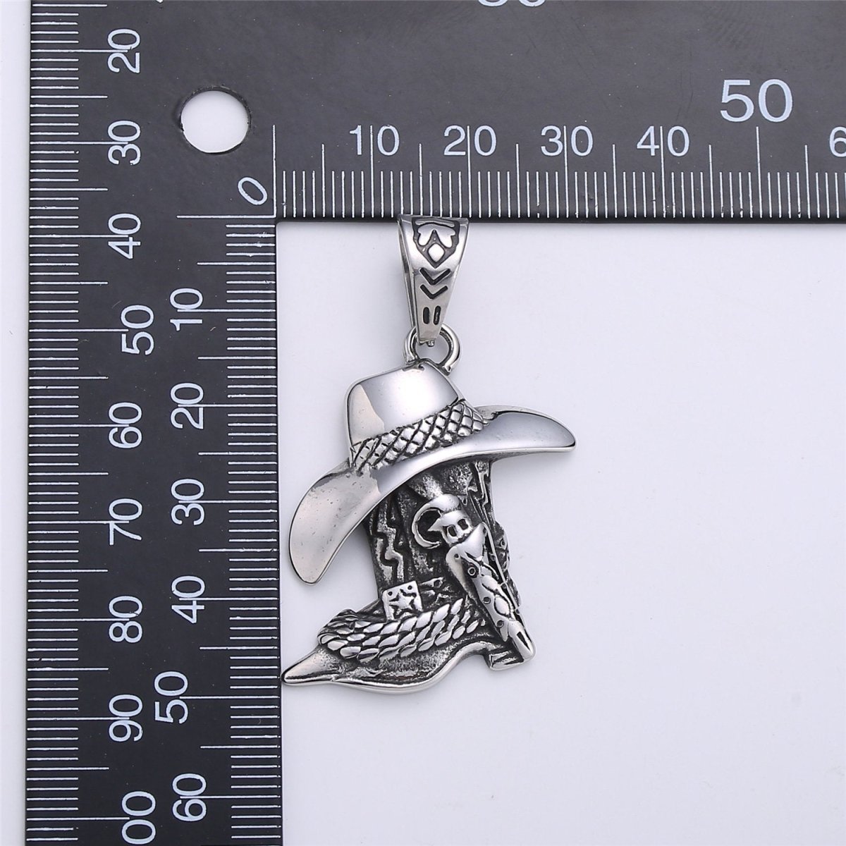 Antique Silver Cowboy Hat Charm Cowboy Boot Pendant for Men Jewelry Making Western Old Wild West Inspired Jewelry J-701