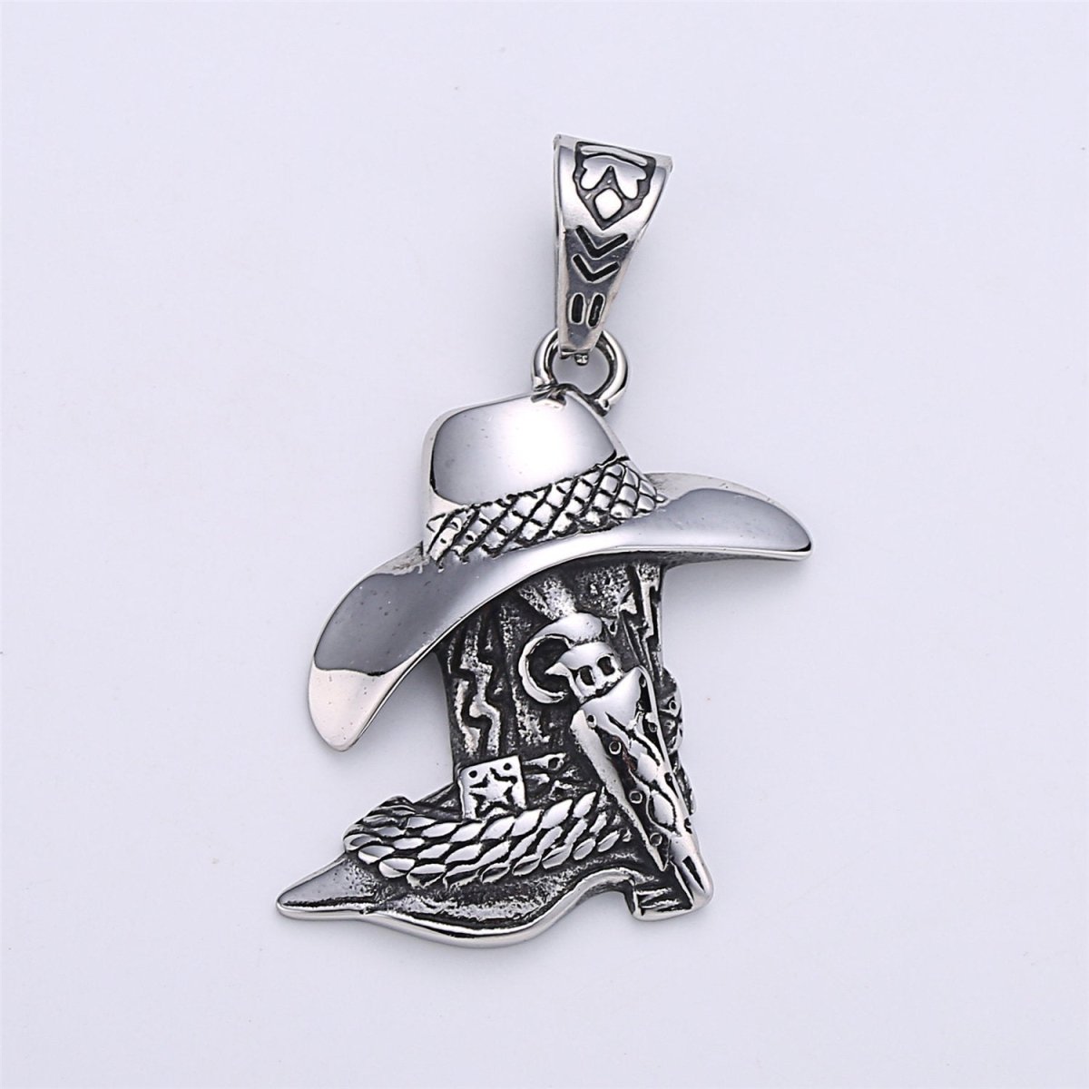 Antique Silver Cowboy Hat Charm Cowboy Boot Pendant for Men Jewelry Making Western Old Wild West Inspired Jewelry J-701