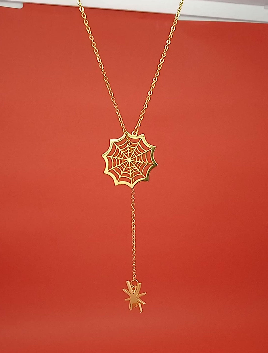 18k Gold Spider Necklace | Spider Charm Pendant | Halloween Necklace |