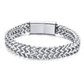 Wide Chain Bracelet for Men Black Gold Silver Double Thick Cuff Bangle Active Wear Stainless Steel Engraved Boys Design Jewelry Jewellery