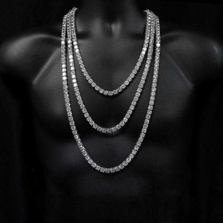 New Hip Hop Tennis Chain Necklace For Men Jewelry Gold Silver Iced Out